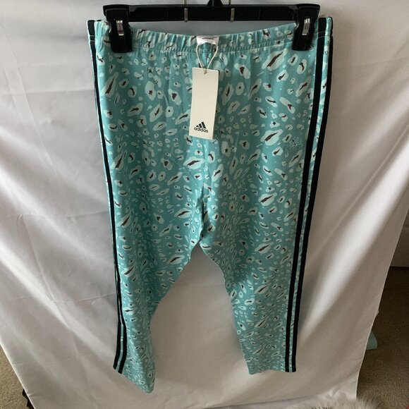ADIDAS Essentials 3-Stripes Animal Print Leggings in Black Multi Sz LARGE - Picture 2 of 6